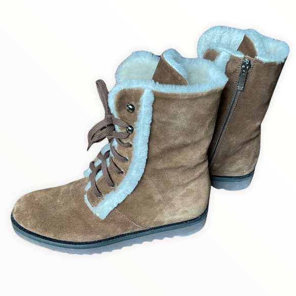 🆕 Aquatalia Suede/Shearling Boot With Side Zip - Picture 5 of 14